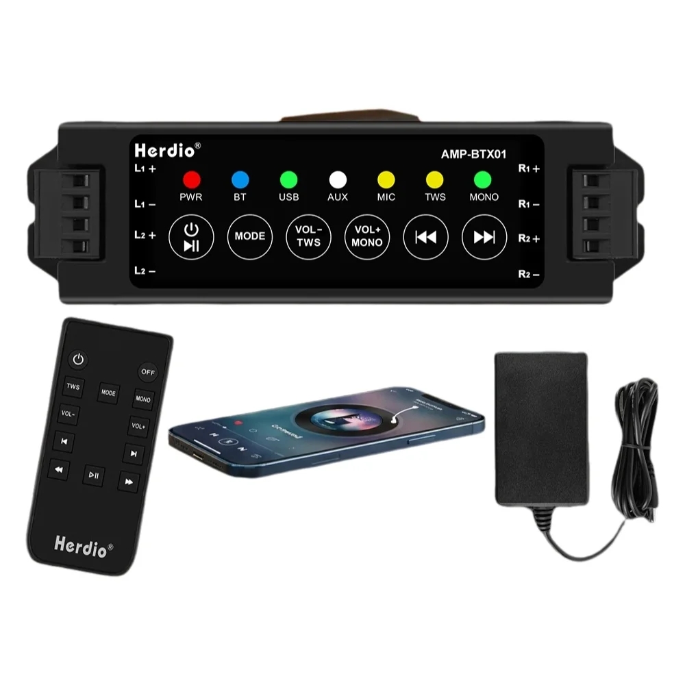 Home Cinema Receiver - Herdio 4-канальный Bluetooth-усилитель звука с пультом