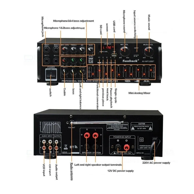 2000 Вт Bluetooth аудио усилит – обзор и цена Home Cinema Receiver
